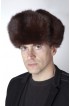 Dark brown marten-sable fur hat, Russian style 